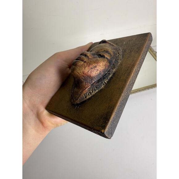 Unique Signed Bronze Plaque Sculpture with Face , Oditity - Picture 10 of 10